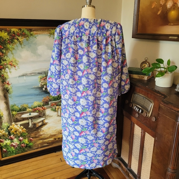Vtg 80's floral mu mu dress bow size 16 w - Picture 5 of 6